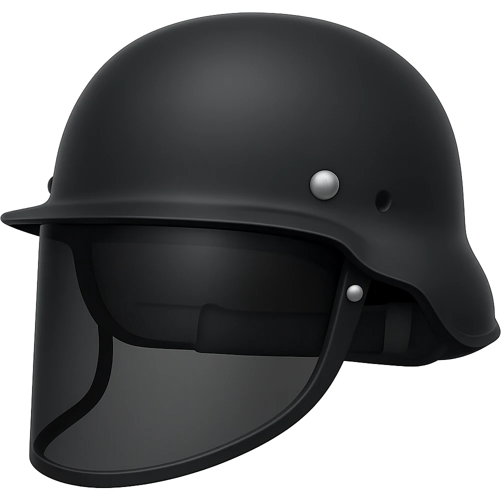 Make the PASGT helmet black in the style of apple emojis, with no background. emoji