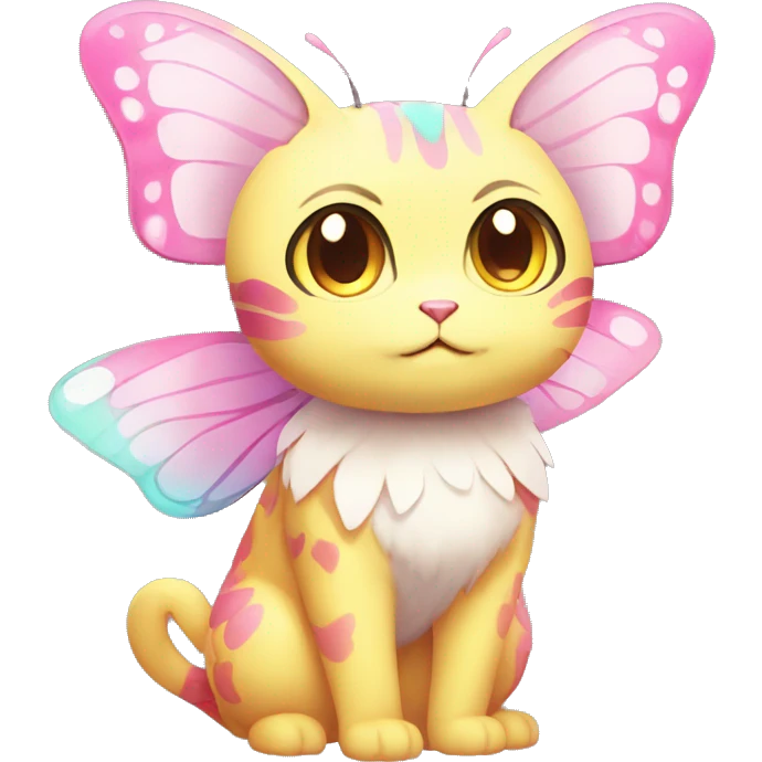Kawaii Colorful Butterfly-Cat-Pokémon-Fakémon Full Body emoji