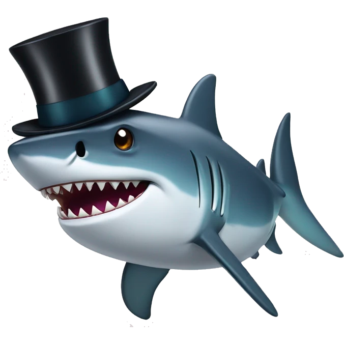 Shark with a top hat emoji