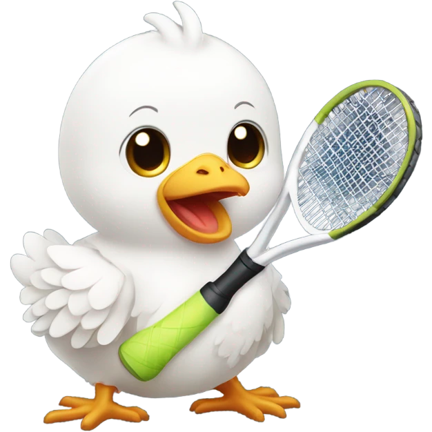 Baby girl chicken holding tennis racquet  emoji