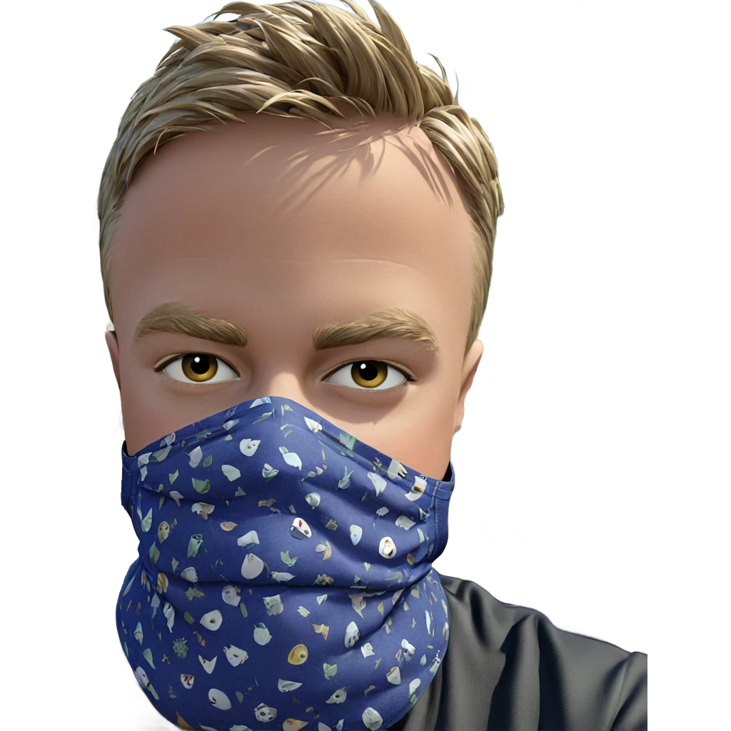 masked boy in nature portrait emoji