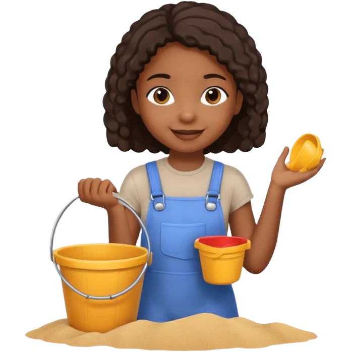 black kid girl with toy sand bucket emoji