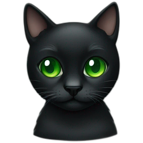 black cat with green eyes emoji