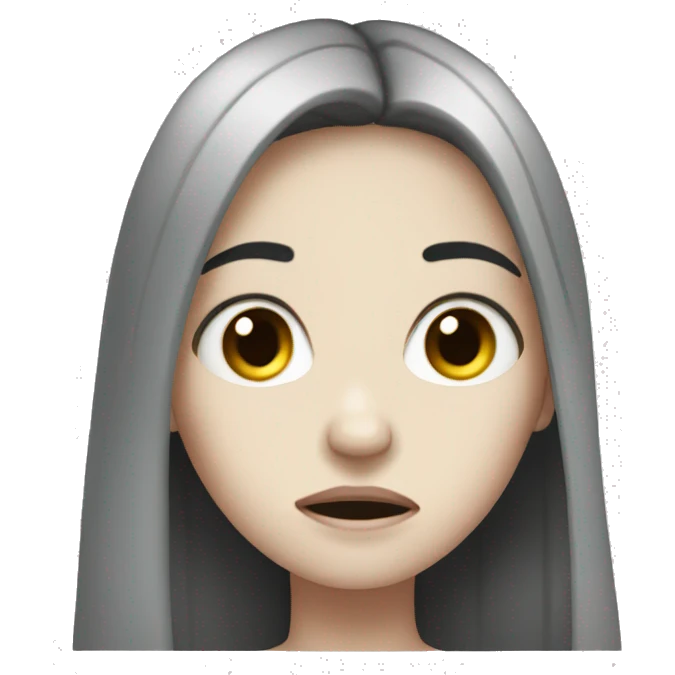 Pale girl with long black hair crying  emoji