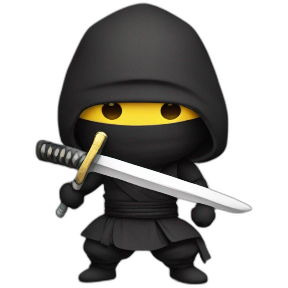 a ninja wearing black and white covering his face only eyes visible with a sword on his back emoji