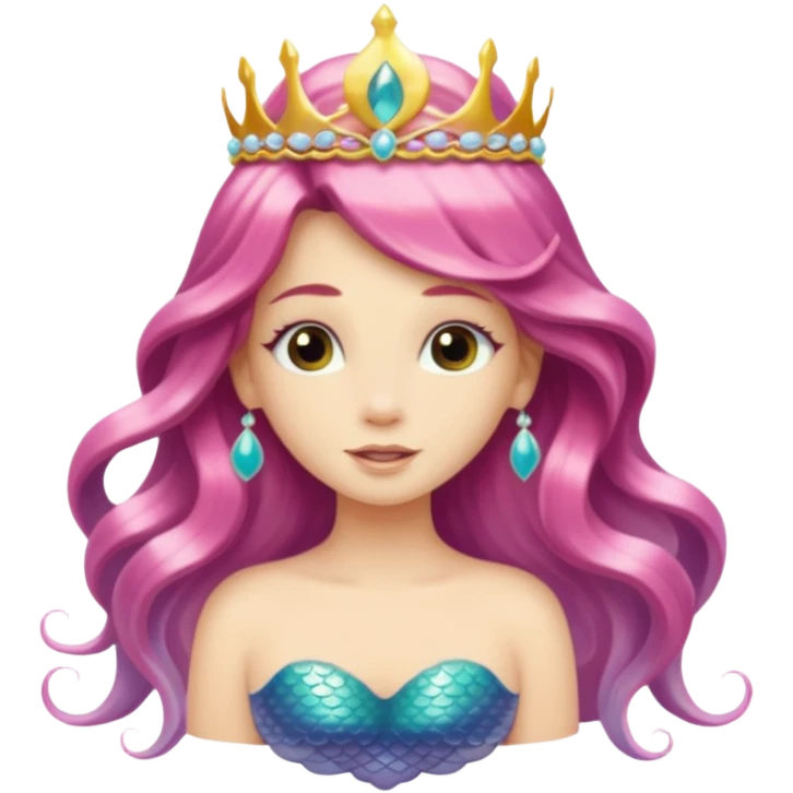 Mermaid with Shell Crown – Long flowing hair, shell tiar emoji