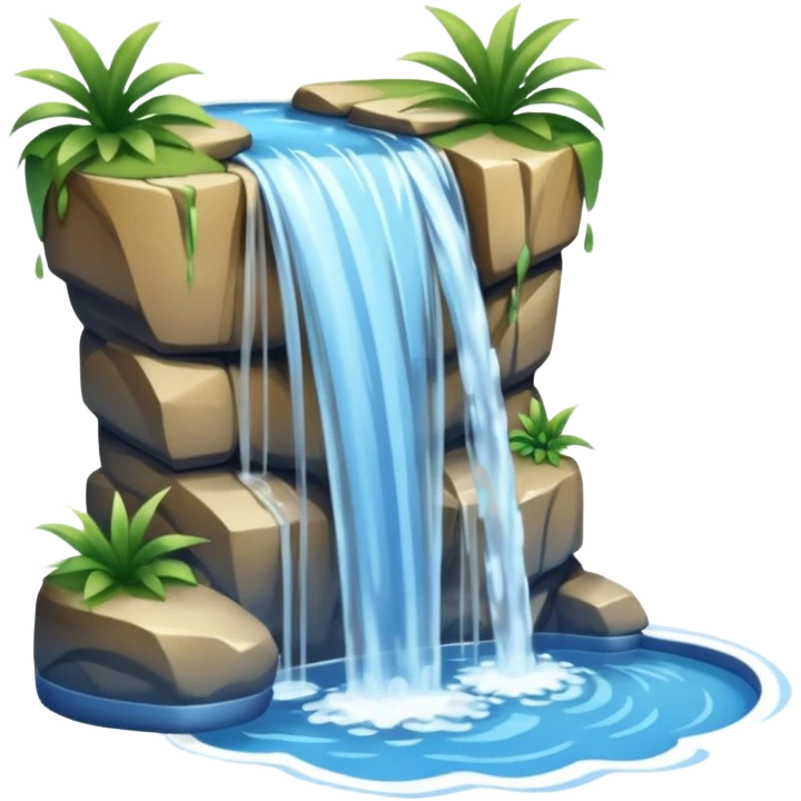 Tall stream of water cascading into a pool. emoji