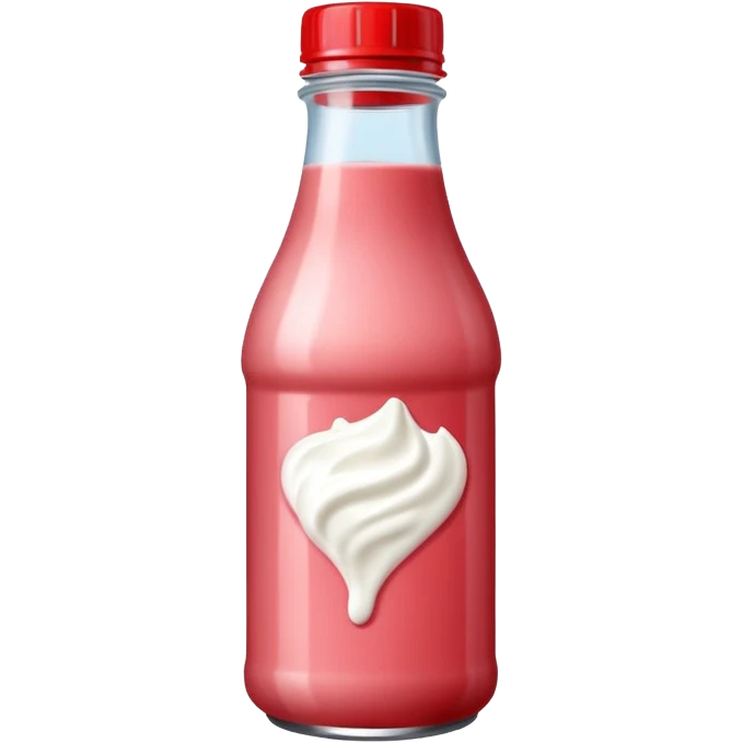 Drinkable strawberry yogurt in a black and red bottle emoji
