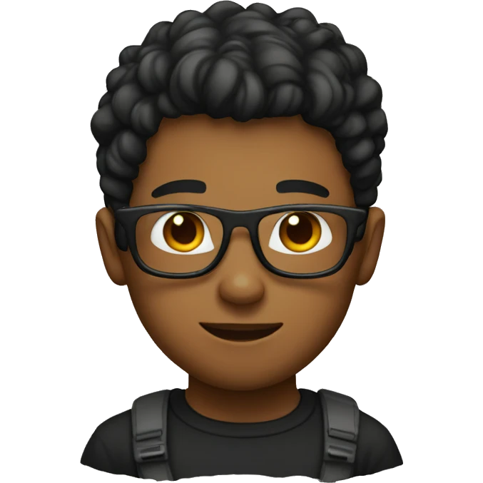 boy with black tshirt and geeky techy emoji