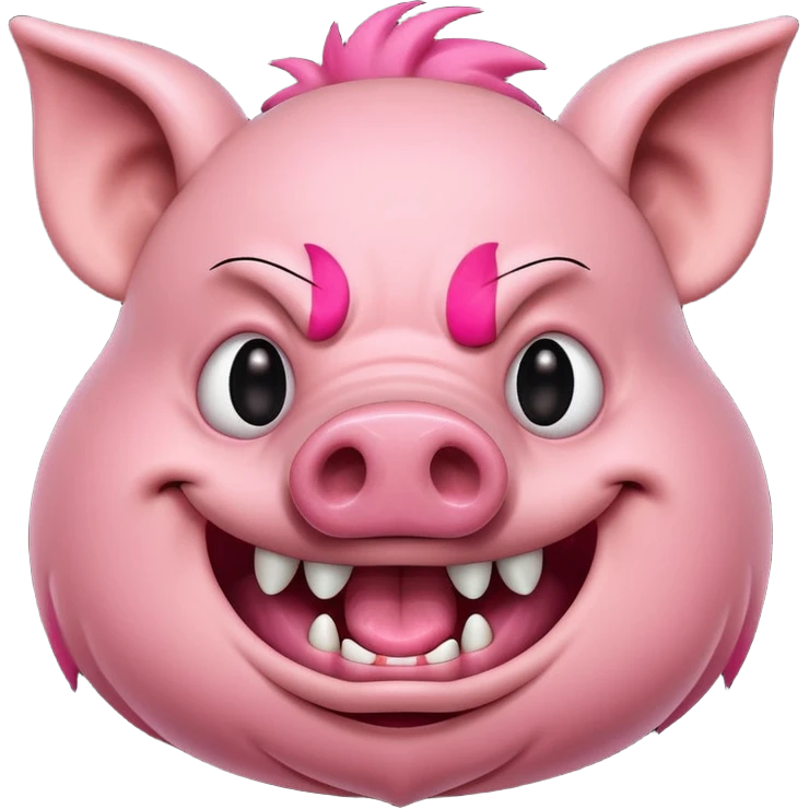 make a pig with a big scary smile emoji