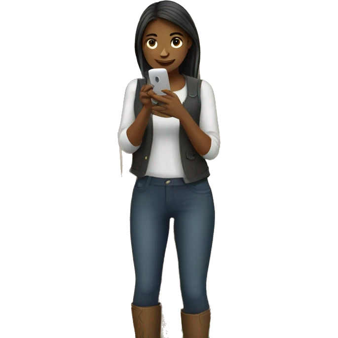 girl on the farm standing with phone emoji