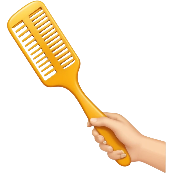 hand holding a comb with tidy hair, clean and friendly emoji