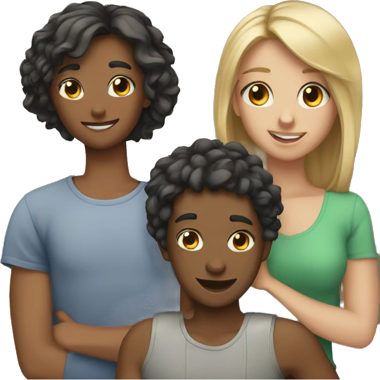 Friend group of three girls and one boy emoji