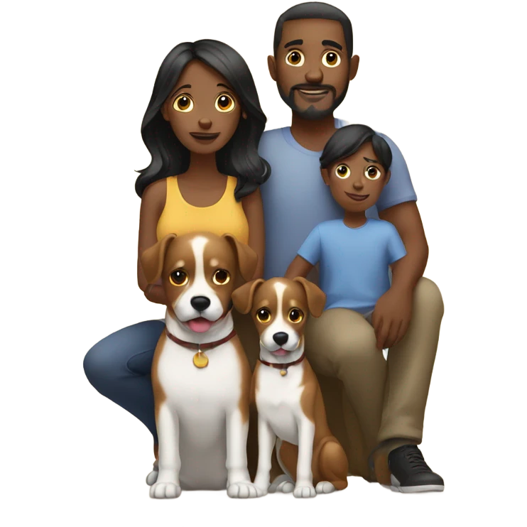 black family with 2 dogs emoji