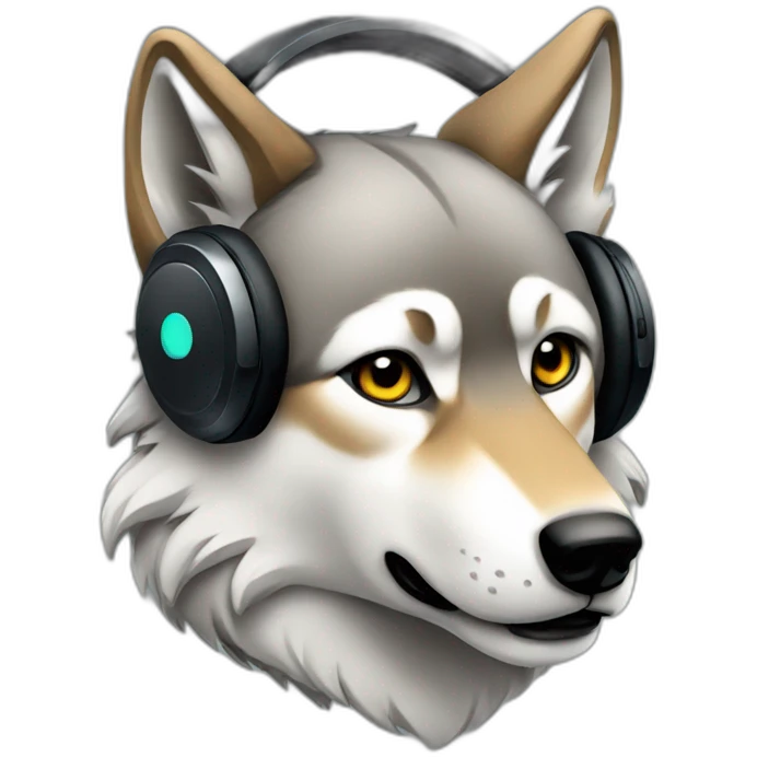 Wolf with earphones  emoji
