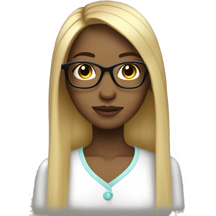 Long straight hair girl with glasses with lashes emoji