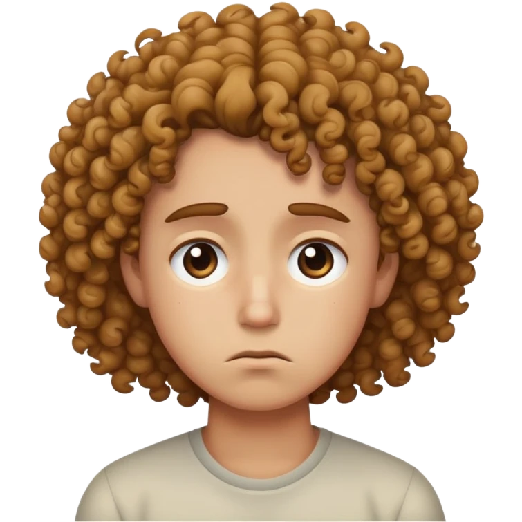 Sad face with curly hair emoji