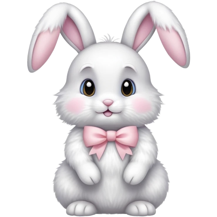 White easter bunny with light pink bow  emoji