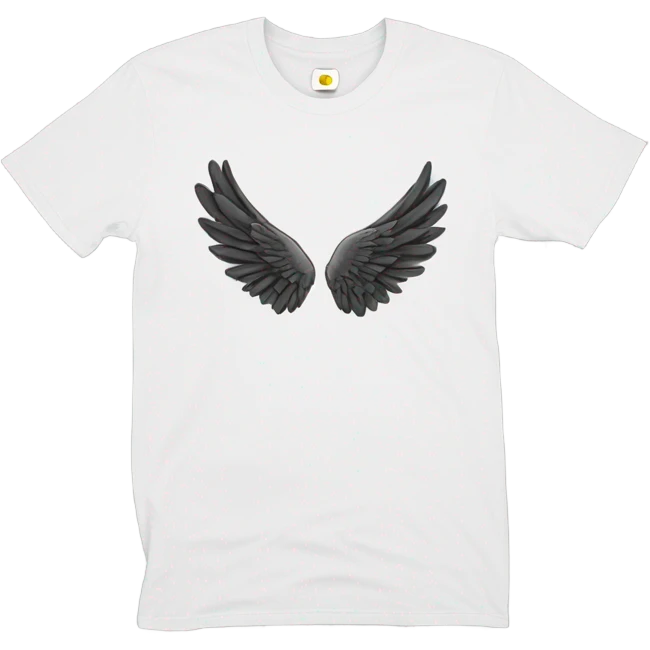 white t shirt with small drawing of wings on the front emoji