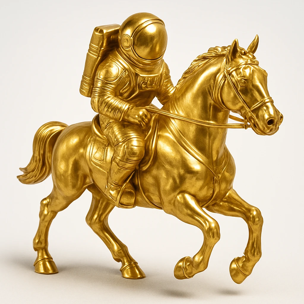 astronaut on horseback with stars in background emoji