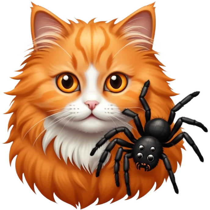 very cute cat playing with spider emoji