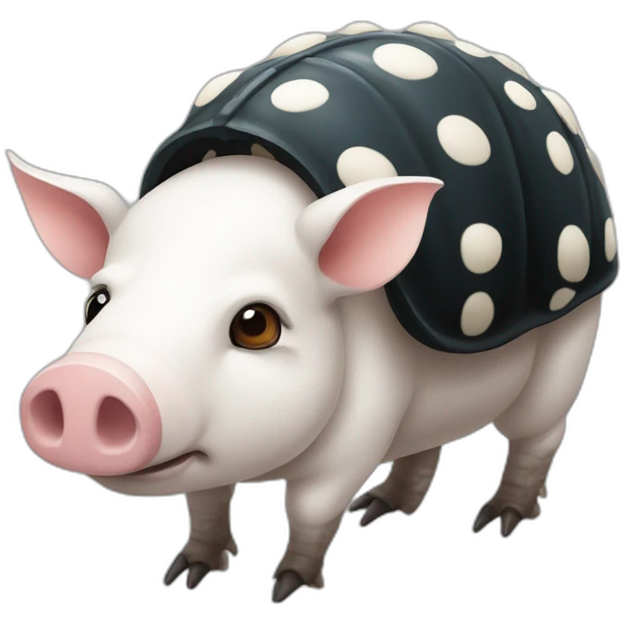 White pig armadillo cow centipede insect with black spots emoji