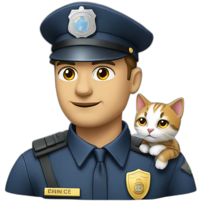 Un policier futuriste avec un chat sur la tête emoji