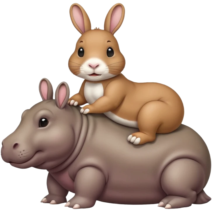 rabbit on hippo emoji