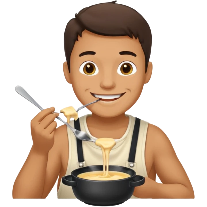 man eating fondue emoji