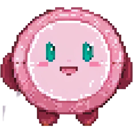Kirby, the round pink video game character, in a cute and playful pose emoji