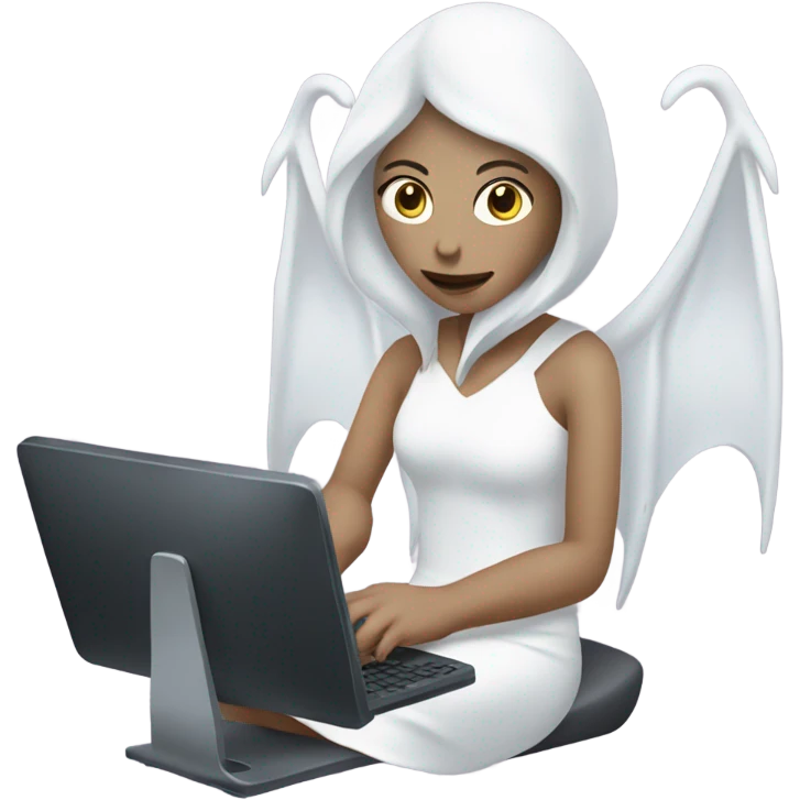 white demon in dress in computer emoji