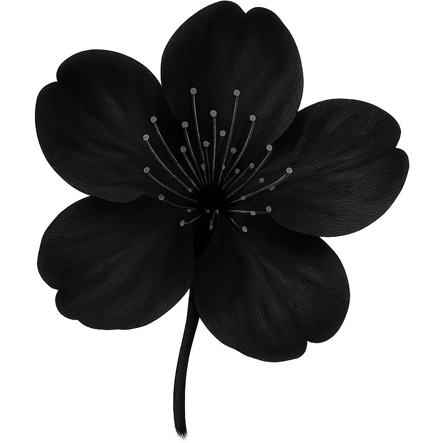 show  one black cherry blossom, remove background emoji