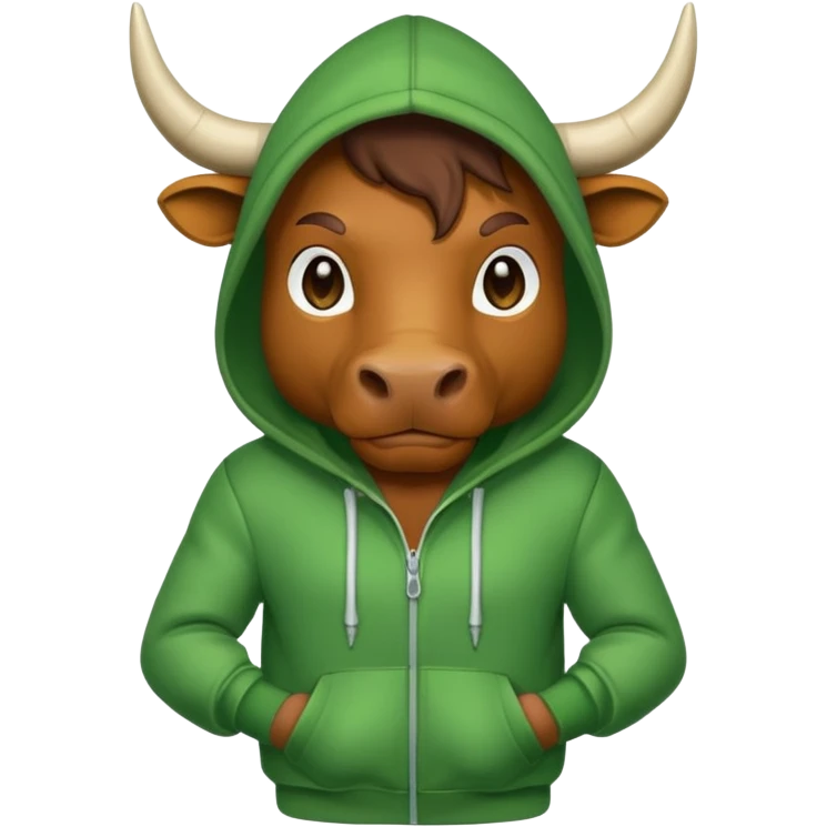 Green bull with hoodie emoji
