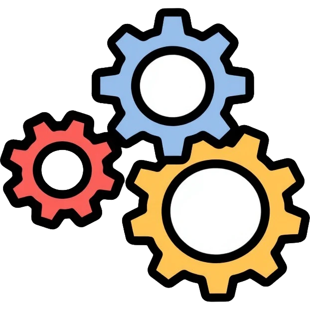 Interlocking gears turning smoothly, representing a well-functioning system or process emoji