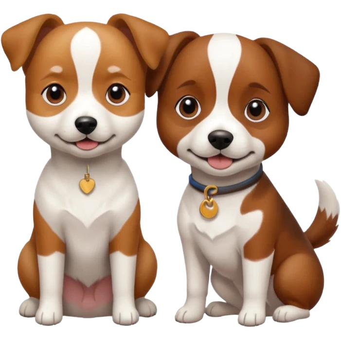 shizu dog sitting next to jack rassel dog emoji