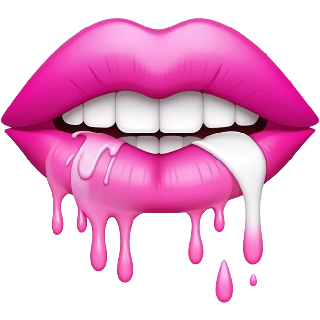 Floating pink ombre lips with white paint dripping off emoji