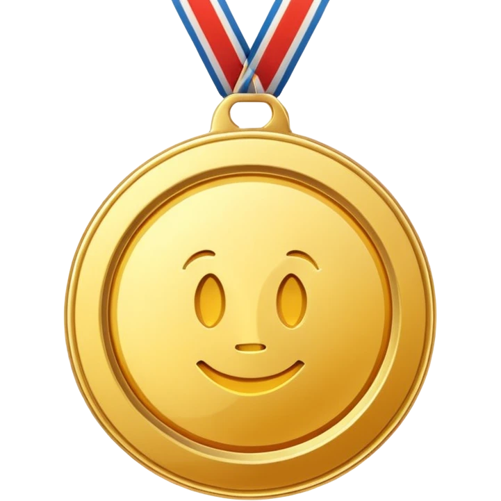 JUST THE CIRCLE  golden medal with a glossy finish, featuring a central CLEAN SPACE emoji