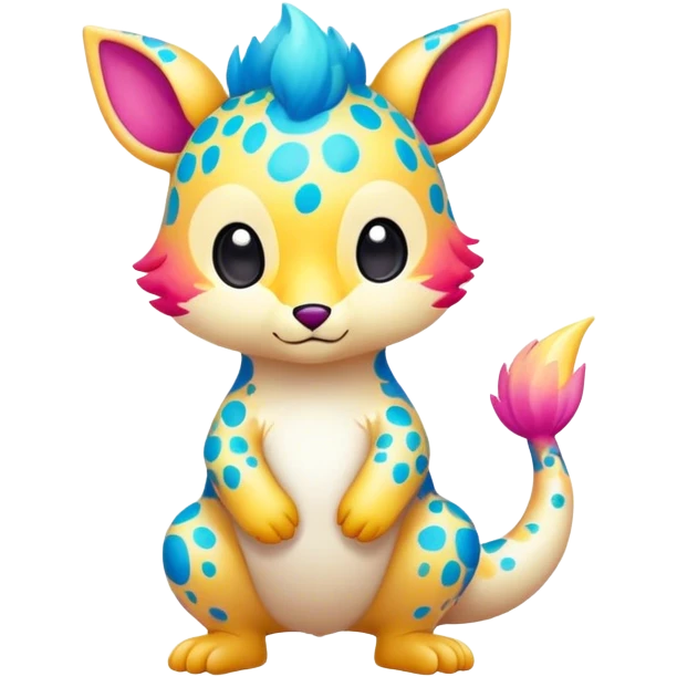 an cute kawaii vernid-fionbri with colorful splash patterns full body emoji