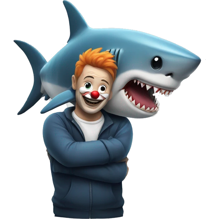 Shark with clown hugging emoji
