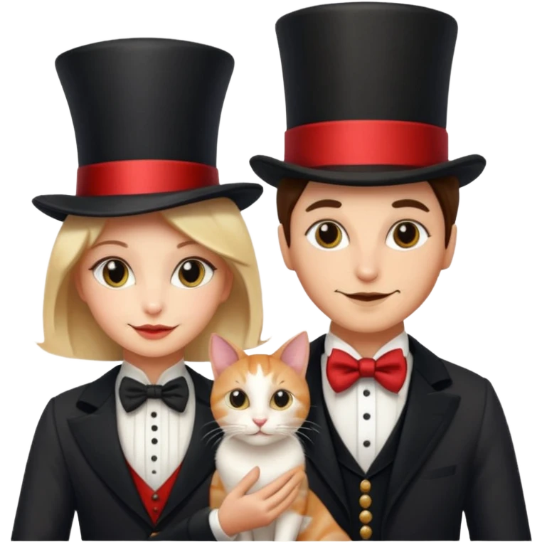 magician couple and their pet cat emoji