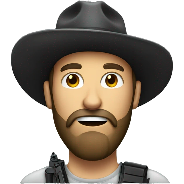 Bearded man with a gun and hat emoji