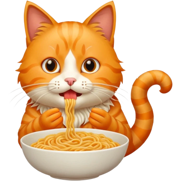 Cat eating noodles  emoji