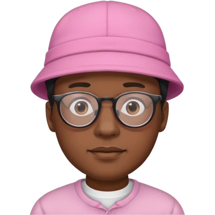 black man with glasess wear pink hat  emoji