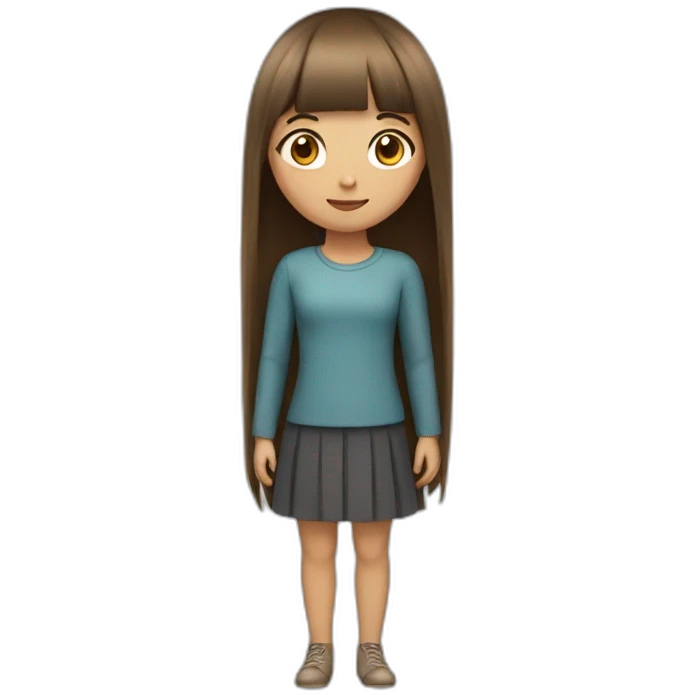 girl with brown straight long hair and bangs emoji