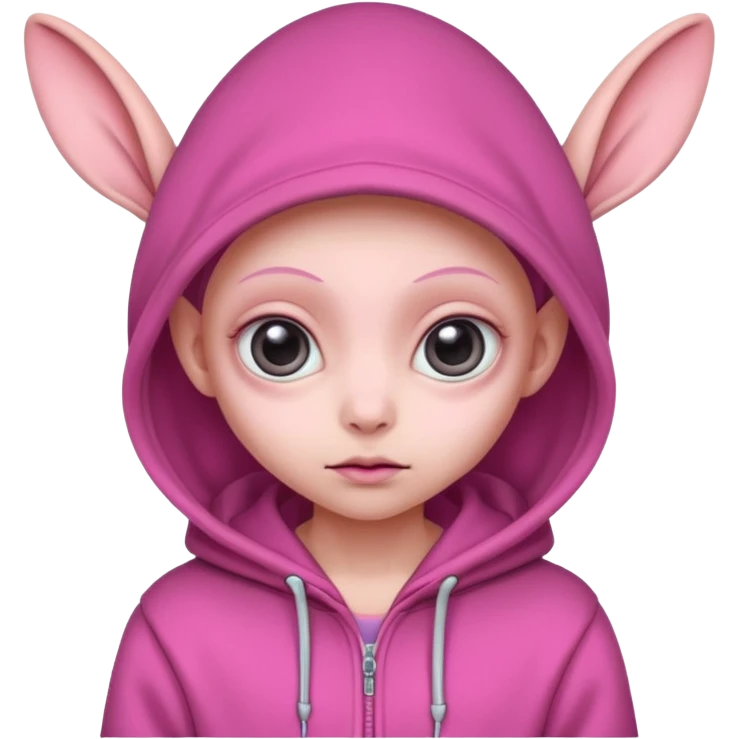 Aliens Pink, hoodie, cute big eyes, big ears emoji