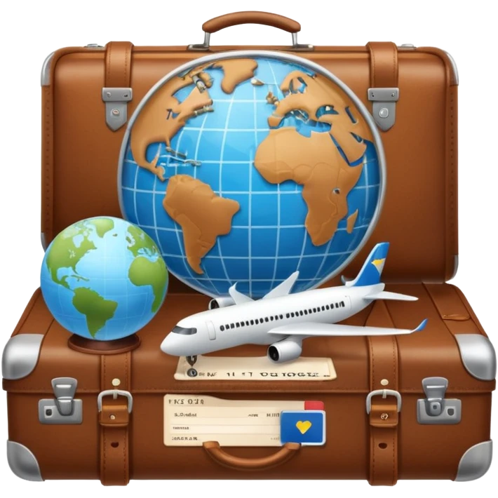 TRAVEL , travel bag , pass board, plane, glob emoji