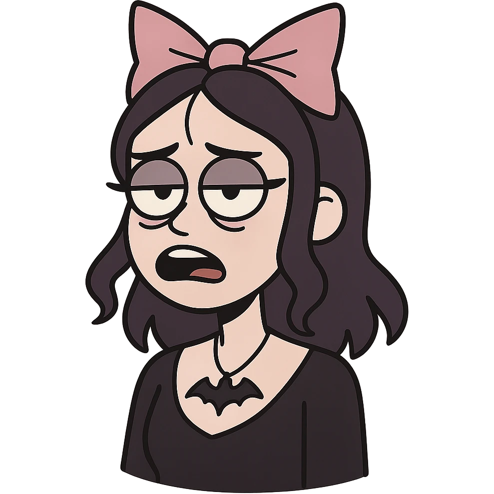 pink gothic bow, variation 3, flat-toon style emoji