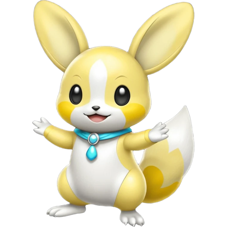 Shiny black and white and yellow and cyan Emolga (full body) emoji