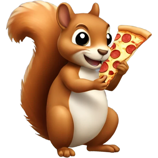 Squirrel holding a slice of pizza emoji