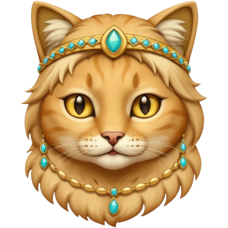 ancient cat with gold jewerly on head emoji